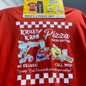 Mens 2 Piece Set themed Red Krusty Krab Pizza